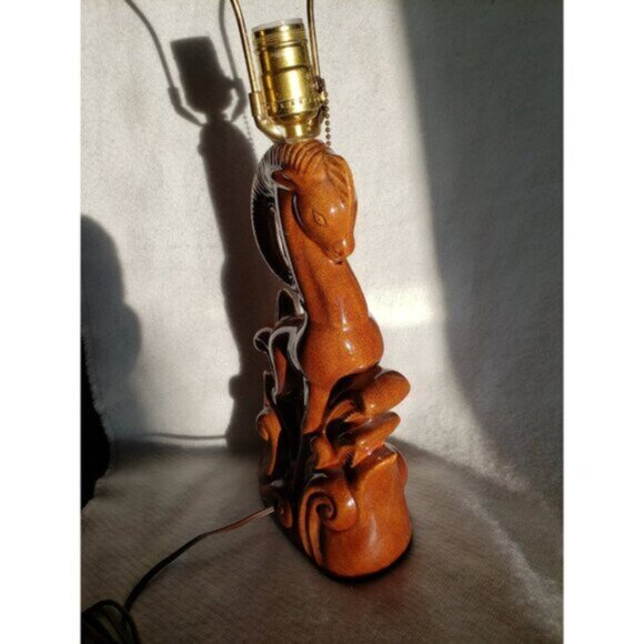 Vintage Ceramic Gazelle Lamp 1950s MCM Art Pottery Royal Haeger Style - Picture 5 of 10